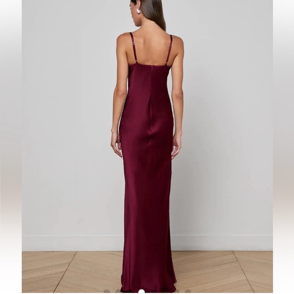L’AGENCE Sayla Silk Gown in Dark Port Size 4 - Picture 3 of 13
